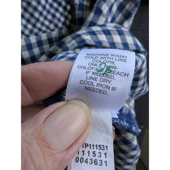 J. Jill Blue & White Gingham Button Back Long Sleeve Top Sz XL Pocket Buttons - Picture 7 of 7